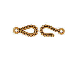 TierraCast Antique Gold (plated) Beaded Hook & Eye Clasp 14x7mm