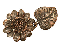 Green Girl Shibuichi Large Sunflower Clasp 45x25mm
