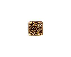 TierraCast Antique Gold (plated) Square Scroll Bead 9mm