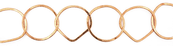 Handmade Copper Large Brushed Freeform & Ring Chain