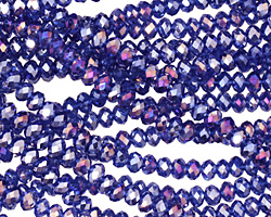 Cobalt AB Crystal Faceted Rondelle 3mm