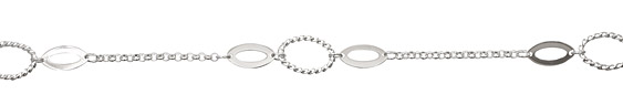 Silver (plated) Roped Oval & Horse Eye w/ Rollo Chain
