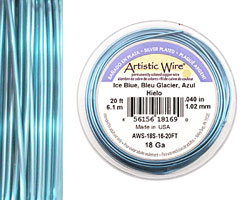 Artistic Wire Silver Plated Ice Blue 18 gauge, 20 feet
