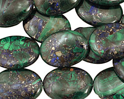 Azurite Malachite Flat Oval 30x22mm