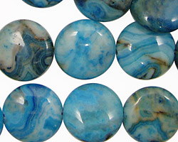 Larimar Blue Crazy Lace Puff Coin 16mm
