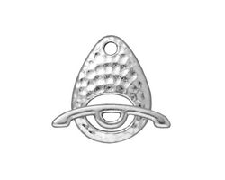 TierraCast Rhodium (plated) Hammered Toggle Clasp 22x16mm, 24mm Bar