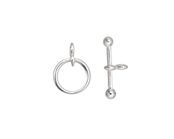 Silver (plated) Simple Toggle Clasp 14x10mm, 17mm bar