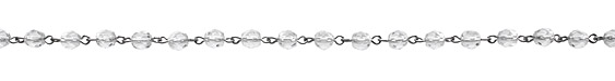 Czech Fire Polished Crystal Faceted Round Silver (plated) Bead Chain
