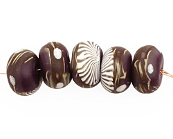 Humble Beads Polymer Clay Purple Branch Disk 8-9x12-13mm