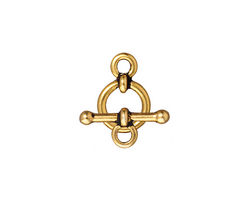 TierraCast Antique Gold (plated) 3/8" Anna Toggle Clasp 10x13mm, 16mm bar