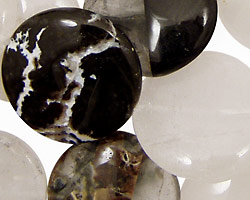 Black Rustic Quartz Puff Coin 25mm