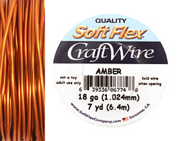 Soft Flex Amber Craft Wire 18 gauge, 7 yards