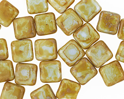 Czech Glass Opaque Blue Picasso Square 9mm