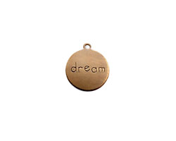 Vintaj Natural Brass "Dream" Round Charm 13x15mm