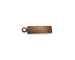 Vintaj Natural Brass "Inspire" Rectangle Charm 21x5mm