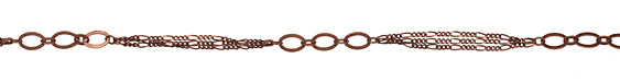 Antique Copper (plated) Triple Figaro with Flat Horse Eye Chain