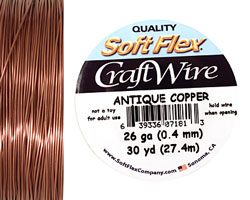 Soft Flex Non-Tarnish Antique Copper Craft Wire 26 gauge, 30 yards