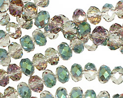 Green & Pink AB Crystal Faceted Rondelle 8mm