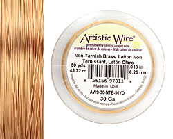 Artistic Wire Non-Tarnish Brass 30 gauge, 50 yards