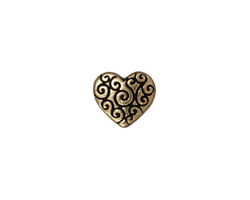 TierraCast Antique Brass (plated) Heart Scroll Bead 10x11mm