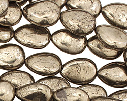 Golden Pyrite (silver tone) Flat Teardrop 13-14x10mm