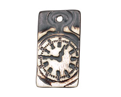 Earthenwood Studio Ceramic Oxidation Roman Numeral Clock Pendant 25x45mm