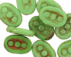 Czech Glass Apple Picasso Dotted Window Oval 18x13mm