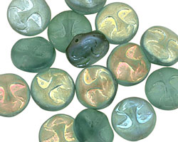 Czech Glass Luster Teal (matte) Moon Face 13mm