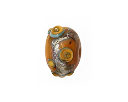 The BeadsNest Lampwork Glass Marmalade Rondelle 12-13x16-18mm