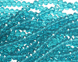 Teal Crystal Faceted Rondelle 3mm