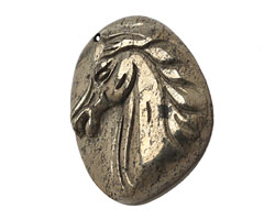 Golden Pyrite (silver tone) Carved Horse Pendant 35x44mm