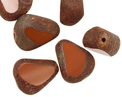 Czech Glass Umber Stone Picasso Chunky Table Cut Nugget 19x16mm