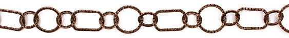 Handmade Antique Copper (plated) Cobblestone Rectangle & Ring Medley Chain