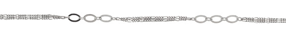 Silver (plated) Triple Figaro with Flat Horse Eye Chain