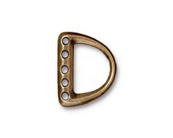 TierraCast Antique Brass (plated) 5 Hole D Ring Link 15x20mm