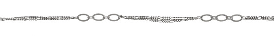 Antique Silver (plated) Triple Figaro with Flat Horse Eye Chain