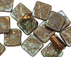 Czech Glass Luster Overcast Flower Window Square 10mm