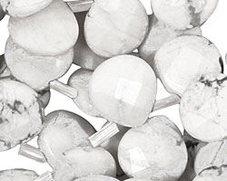 White Howlite Faceted Flat Teardrop 13x14mm