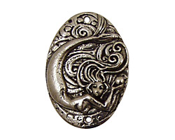 Green Girl Pewter Mermaid Pearl Coin Link 32x23