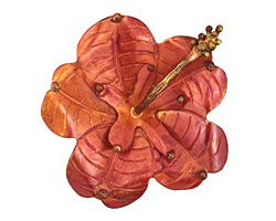 Patricia Healey Copper Hibiscus Flower Pendant 51x48mm