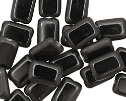 Czech Glass Matte Jet Rectangle 12x8mm