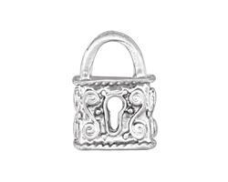 Ezel Findings Rhodium (plated) Double Sided Padlock Pendant 16x23mm