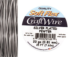 Soft Flex Silver Plated Pewter Craft Wire 20 gauge, 25 ft
