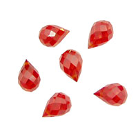 Poppy Faceted Teardrop 6x9mm