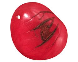 Tagua Nut Red Groovy Slice 25-35x30-42mm
