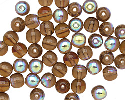 Czech Glass Smoky Topaz AB Round 6mm
