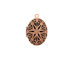 Antique Copper (plated) Oval Filigree Heirloom Locket 17x25mm