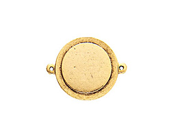Nunn Design Antique Gold (plated) Raised Tag Small Circle Connector 33x26mm