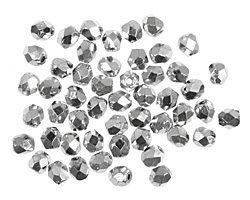 Czech Fire Polished Glass Silver Round 3mm