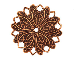 Stampt Antique Copper (plated) Nouveau Flower Pendant 32mm